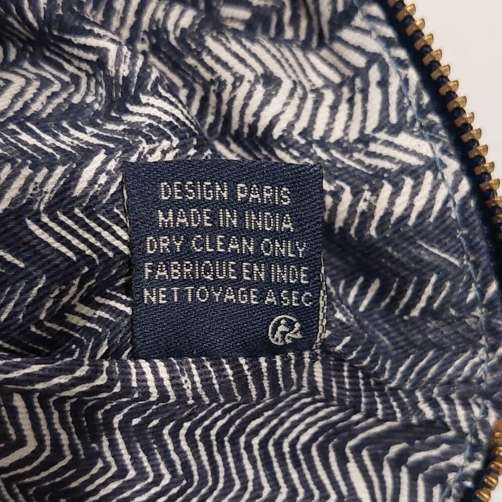 Inouitoosh Paris, France Blue Leaves Fringe Zip Pouch Case - Picture 10 of 11